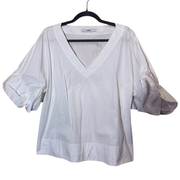 Uterque Tops - Uterque Women’s White Cotton Ruffle Normcore Top sz M